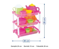 3'lü Oyuncak Mutfak Sepeti ölçüleri: genişlik 25 cm, derinlik 15 cm, yükseklik 29 cm