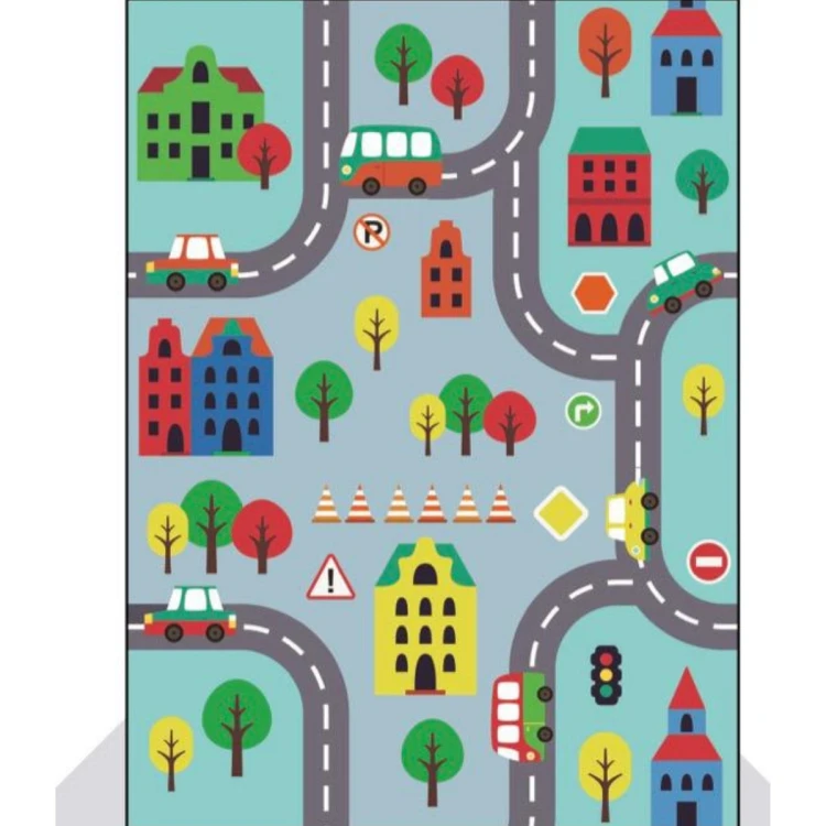 Mavi Yollar Desenli Anaokulu Sınıf  Halısı 200_290 cm