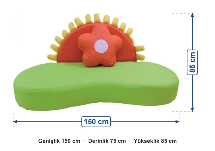 Papatya Sırtlıklı Sünger Koltuk 150x75x85 cm ölçüleri: genişlik 150 cm, derinlik 75 cm, yükseklik 85 cm