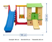 Plastik Büyük Set Ev Krem ölçüleri: genişlik 160 cm, derinlik 90 cm, yükseklik 242 cm